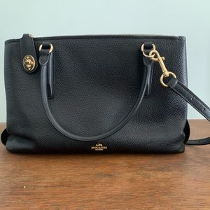 Coach Black Pebbled Brooklyn Carryall Satchel
